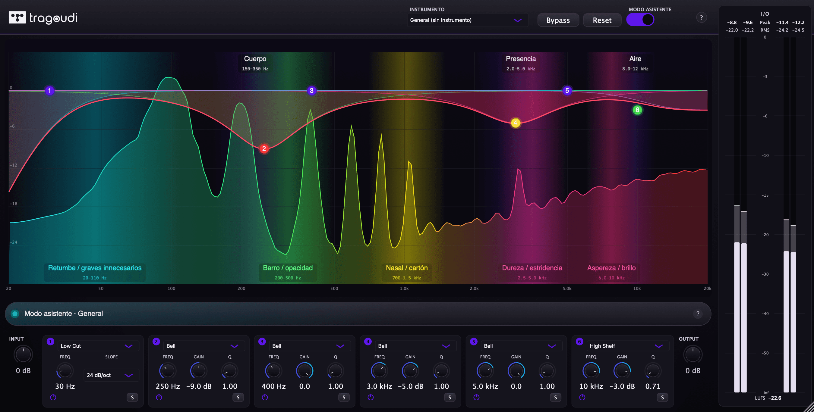 La interfaz de Tragoudi Clear EQ