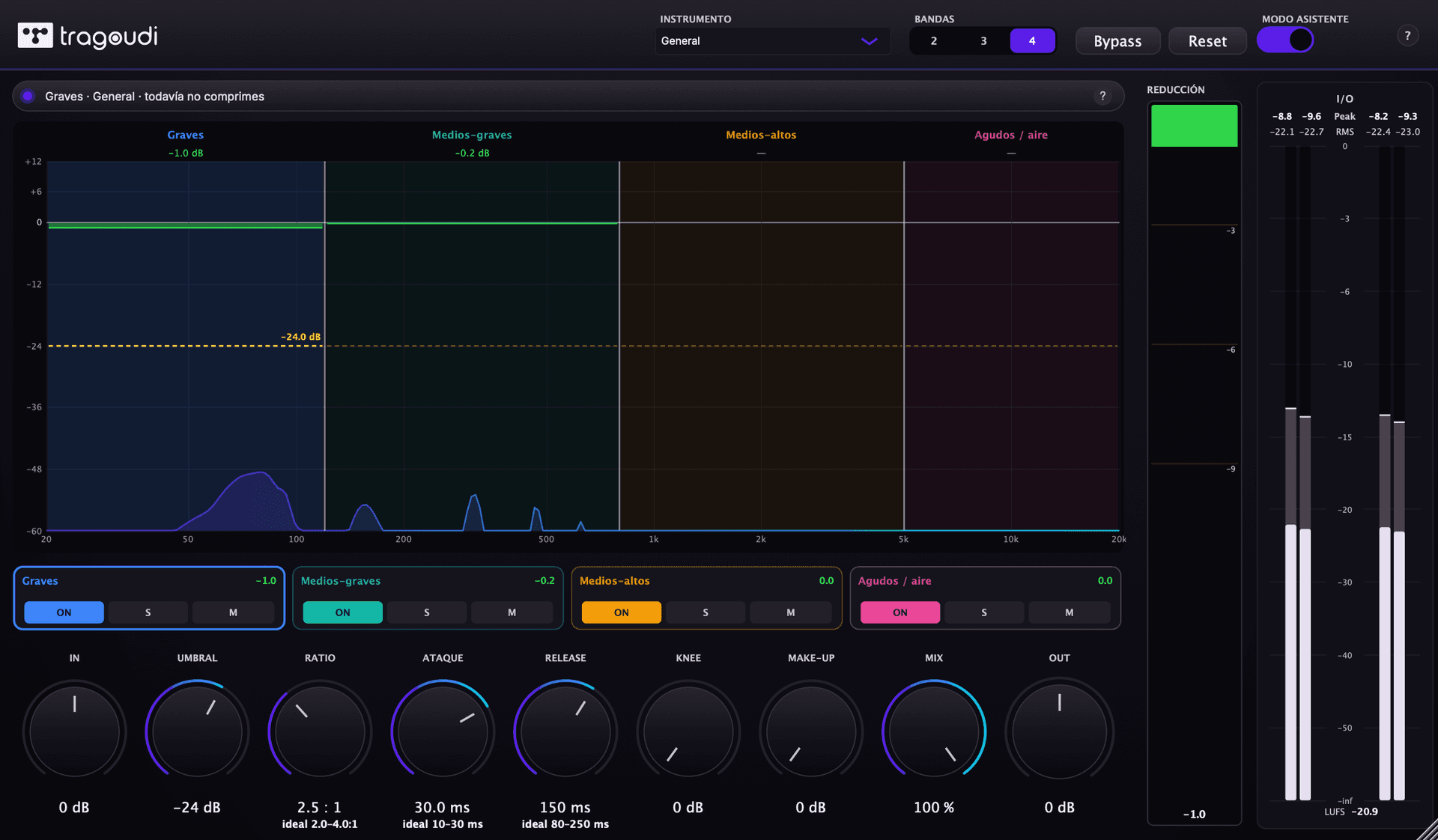 La interfaz de Tragoudi Multiband Easy Comp