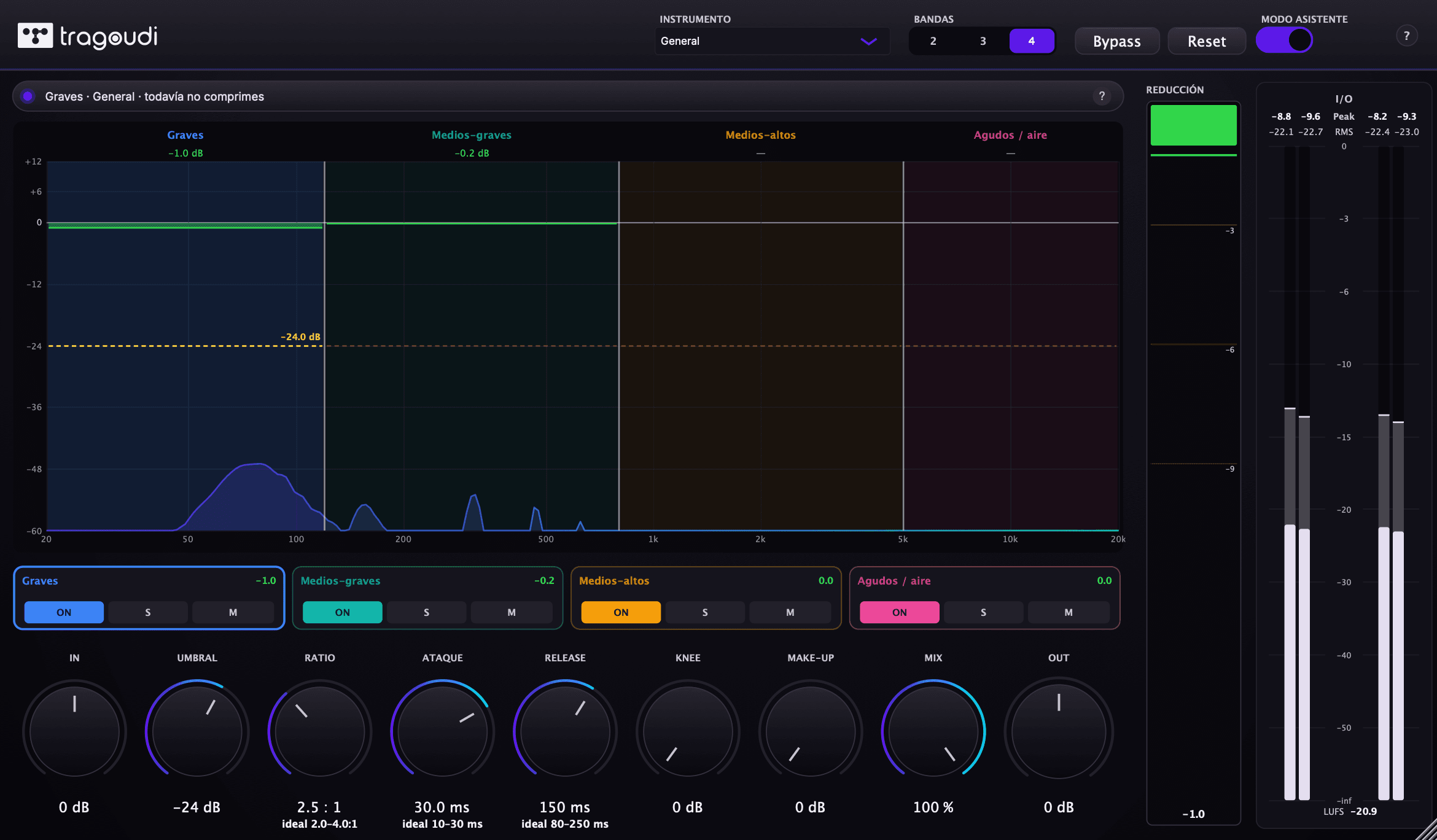 La interfaz de Tragoudi Multiband Easy Comp