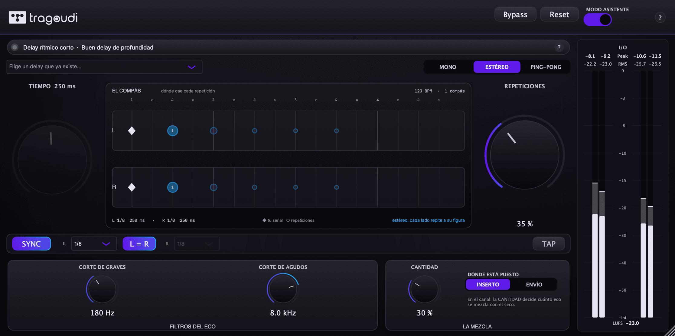 La interfaz de Tragoudi Easy Delay